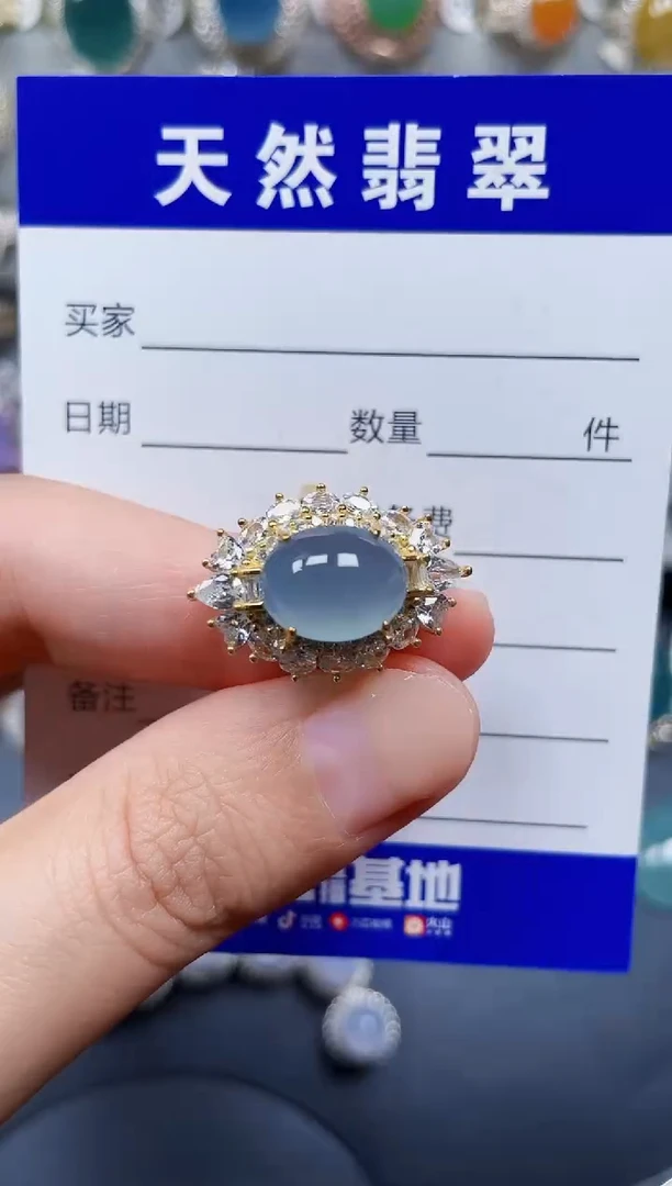 银S925镶嵌戒指翡翠219