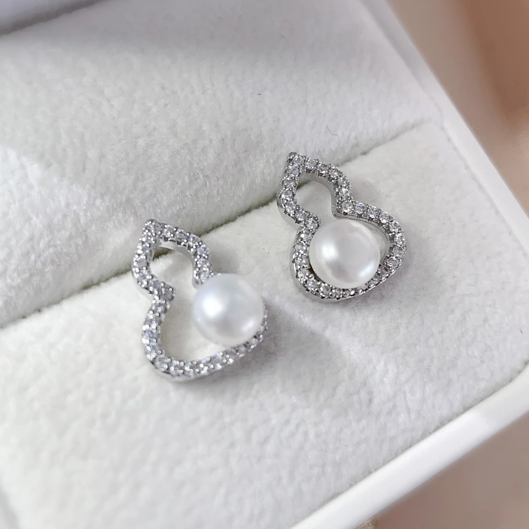 葫芦珍珠耳钉（一对）天然珍珠耳饰 经典时尚轻奢精致设计师百搭