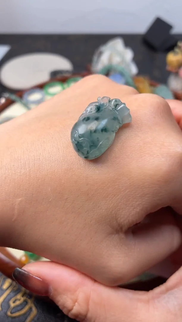 未镶嵌定制翡翠冰飘花钱袋