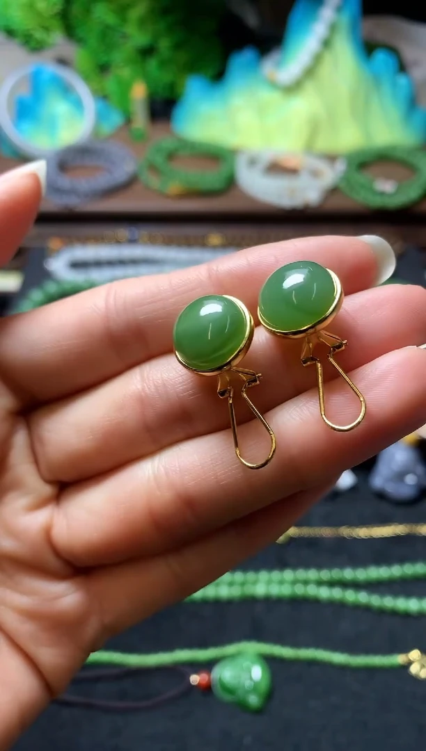 【闪购商品】和田玉耳饰银S925镶嵌耳扣款