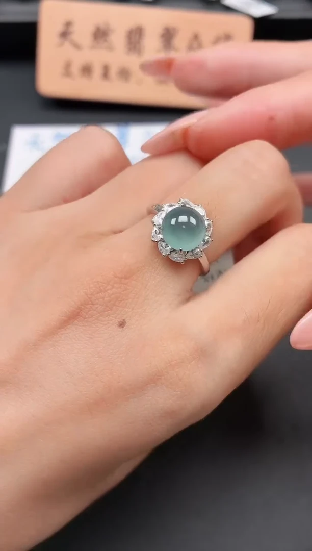 银S925镶嵌戒指翡翠111
