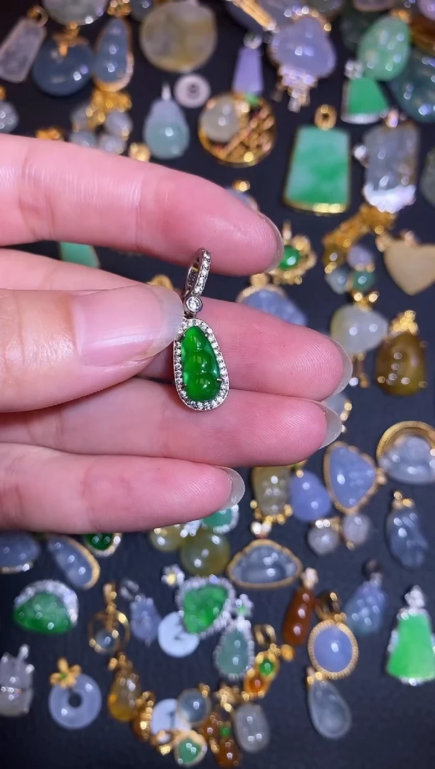 翡翠银S925镶嵌颈饰天然A货翡翠