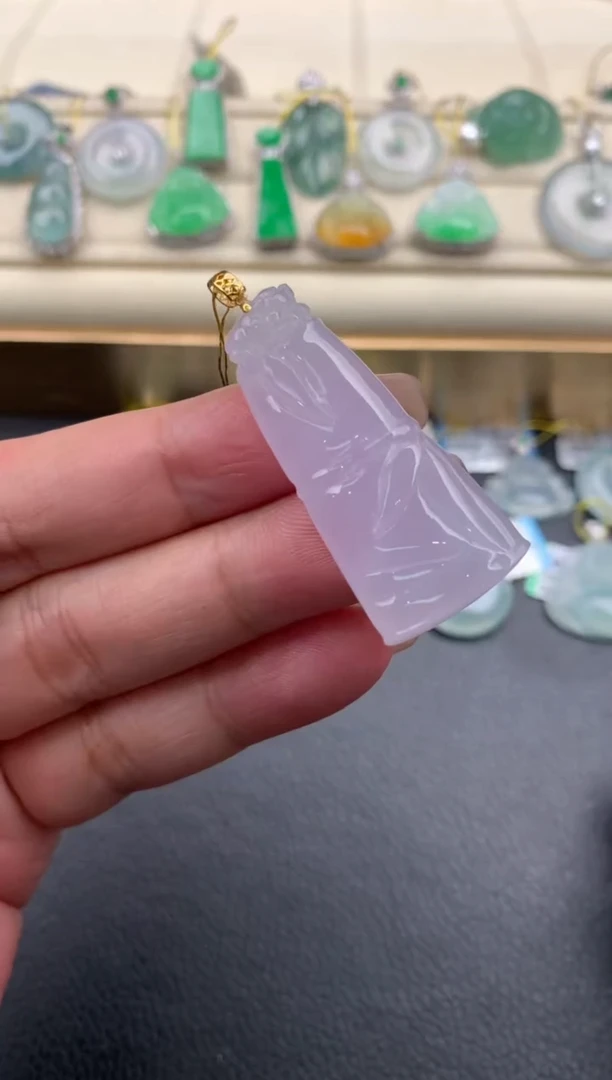翡翠18K金镶嵌颈饰F43