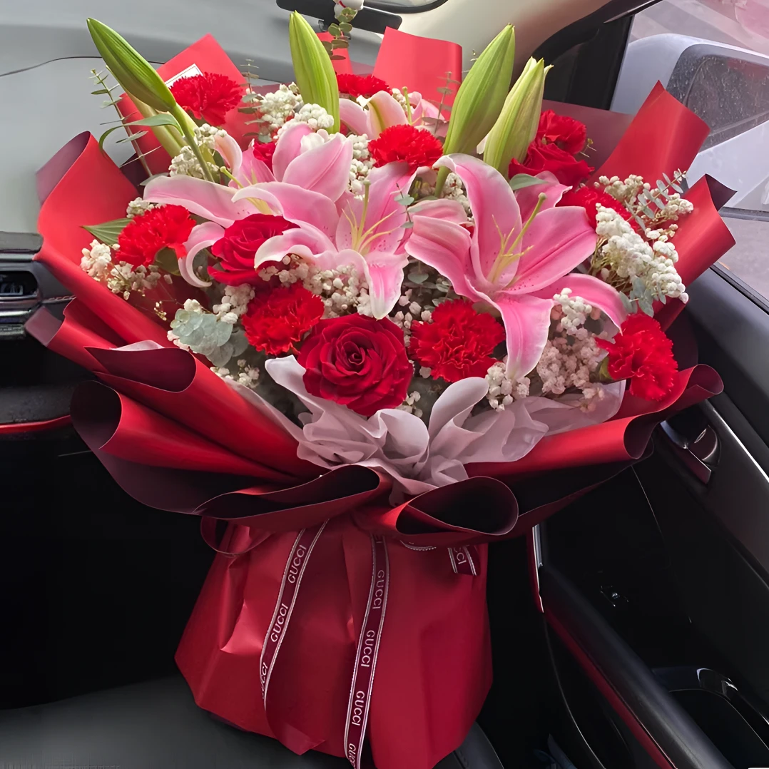 香水百合玫瑰花束直发乔迁之喜花束鲜花店同城送花上门免费配送