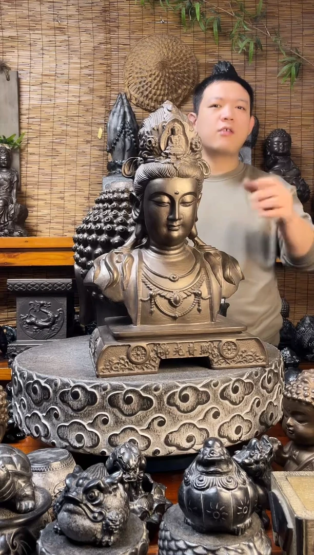石材顺****飞50观音半身像天然青石雕刻