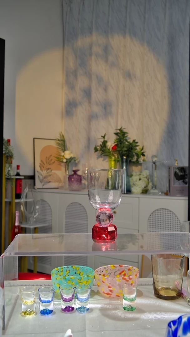 平底款水晶玻璃2只红宝石香槟杯