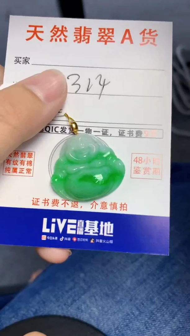 颈饰18K金镶嵌翡翠天然缅甸A货翡翠百元以上9元证书费自理