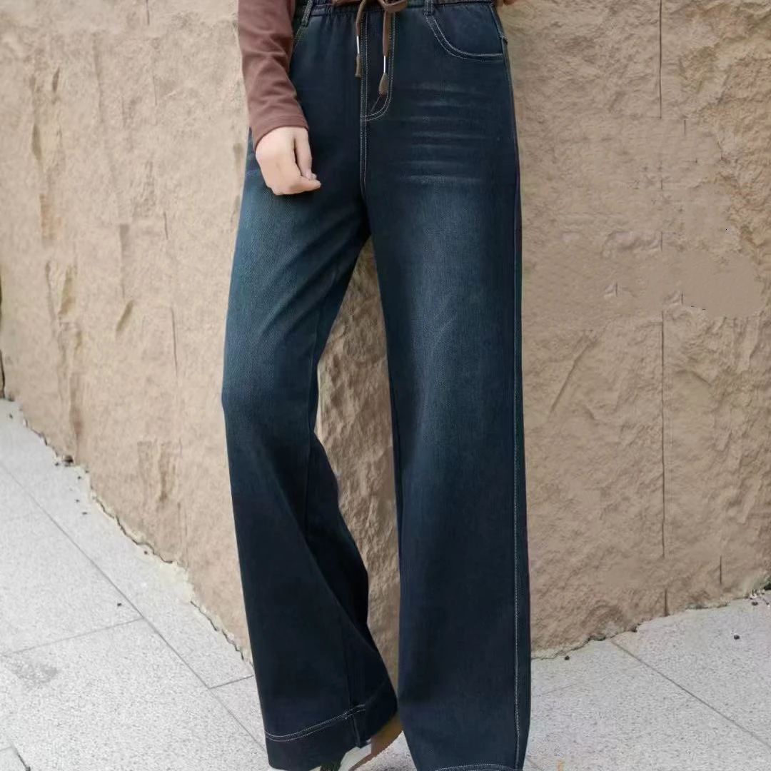 夏季新款时尚显瘦直筒弹力牛仔裤