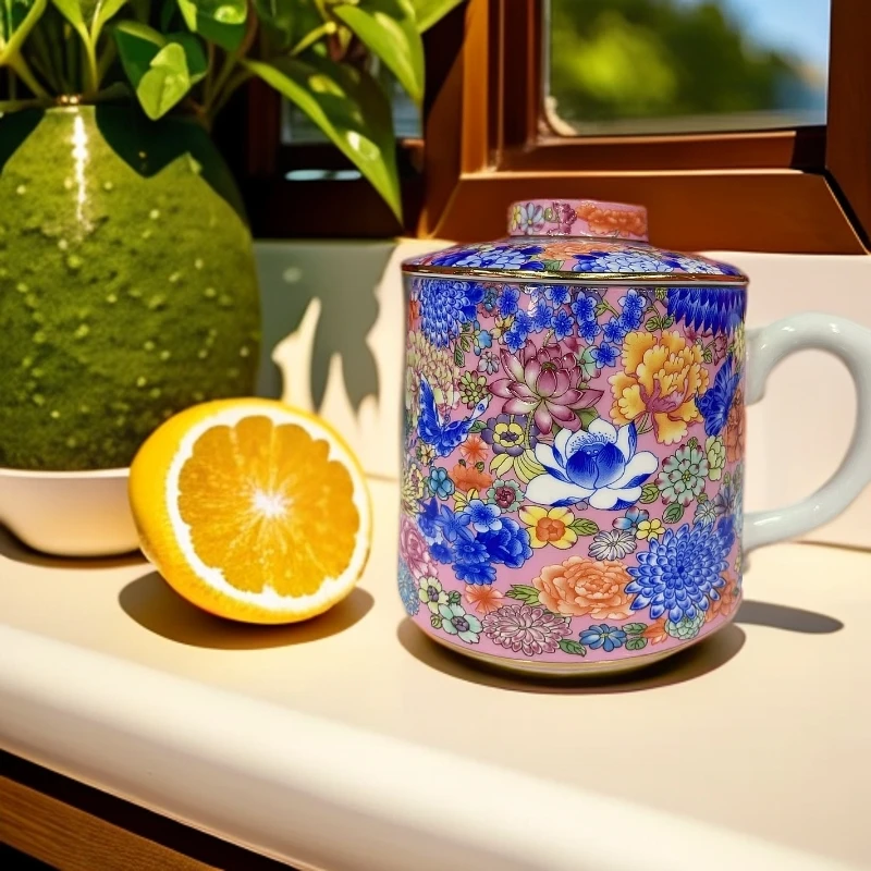 珐琅彩万花老板杯/一件其中一件24流水