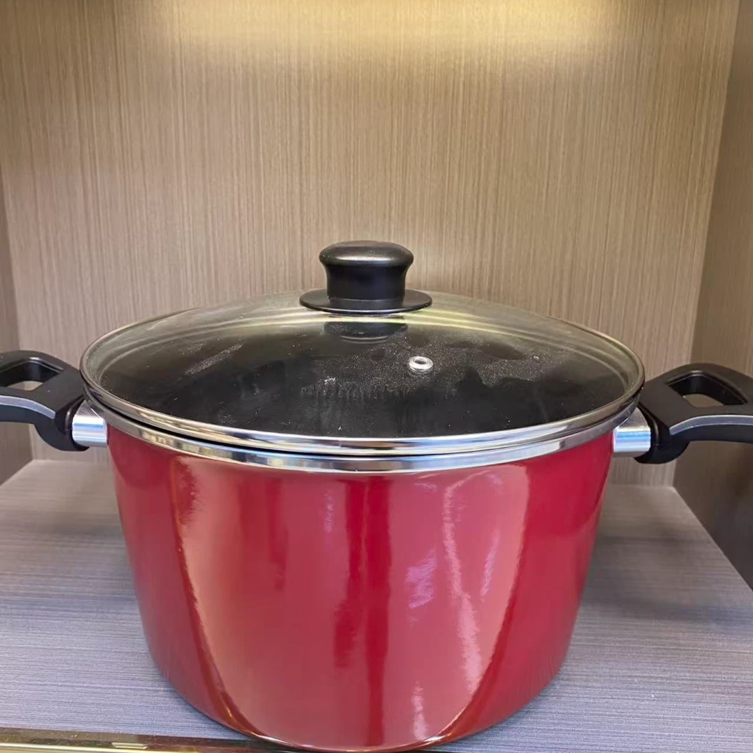 樱桃红24cm珐琅搪瓷汤锅