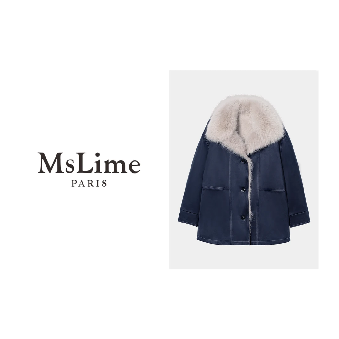 王嬛嬛MsLime25年新款【素月】狐狸毛皮毛领多色派克外套 HD2C0918