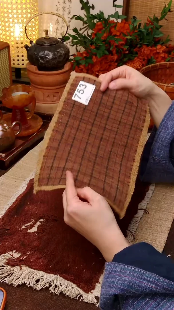 水*亮Cici手作刺子绣柿染壶垫杯753