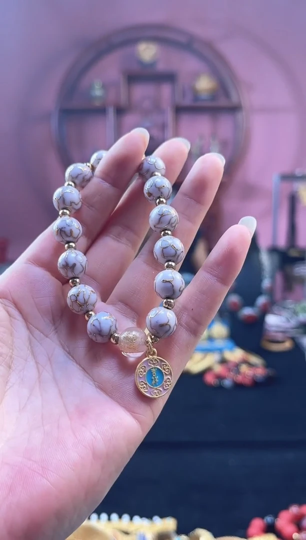 非遗 景泰蓝手串 1.0白万花