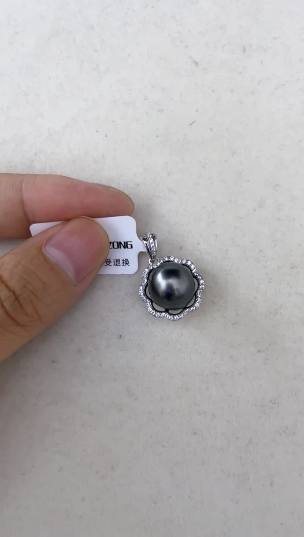 海水珍珠银S925镶嵌颈饰吊坠11