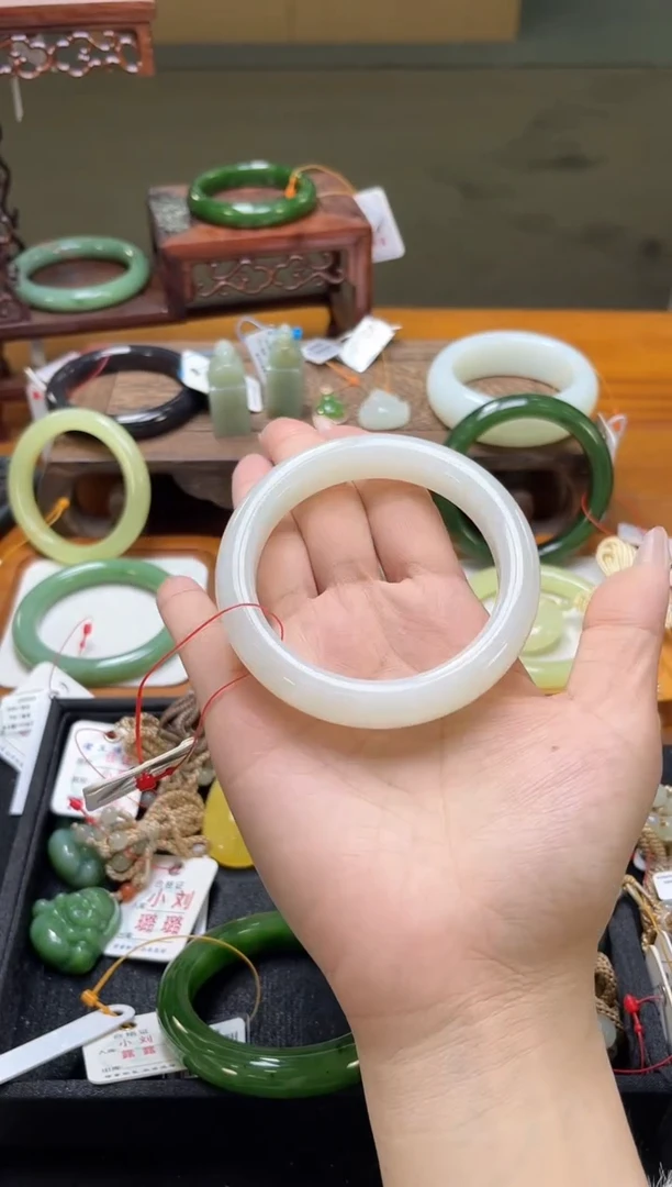 未镶嵌手镯和田玉青海野牛沟白玉 59圈