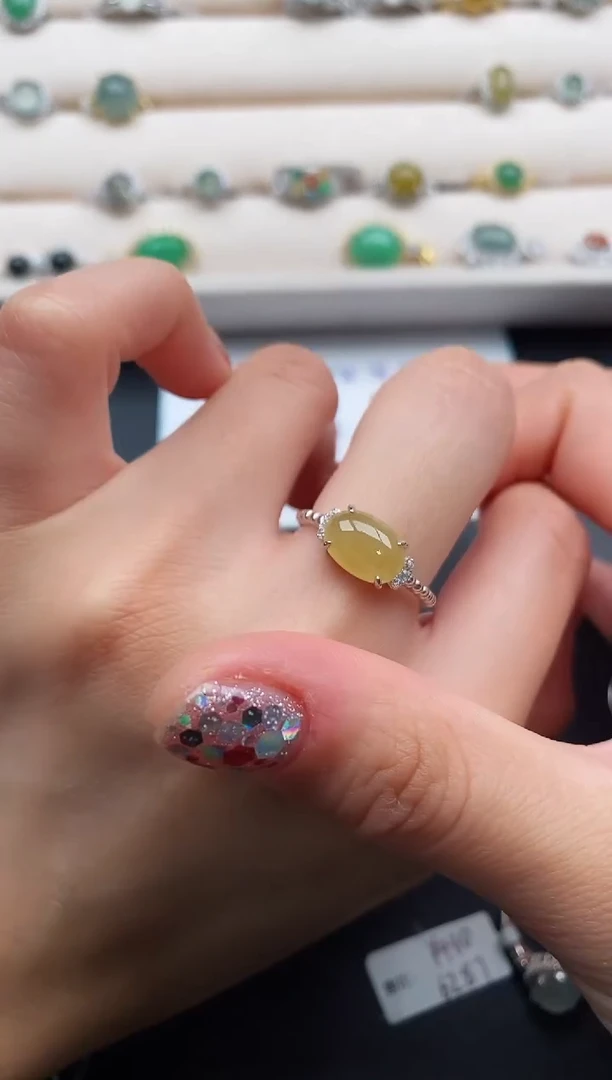 银S925镶嵌戒指翡翠3333333+6