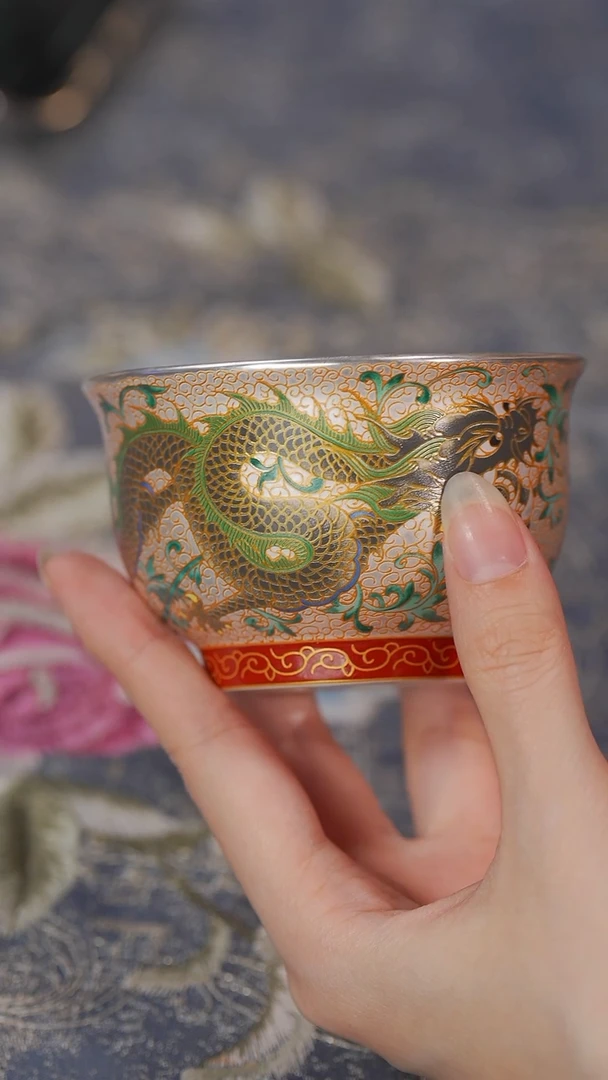 【闪购商品】【鎏银珐琅彩牡丹龙杯】