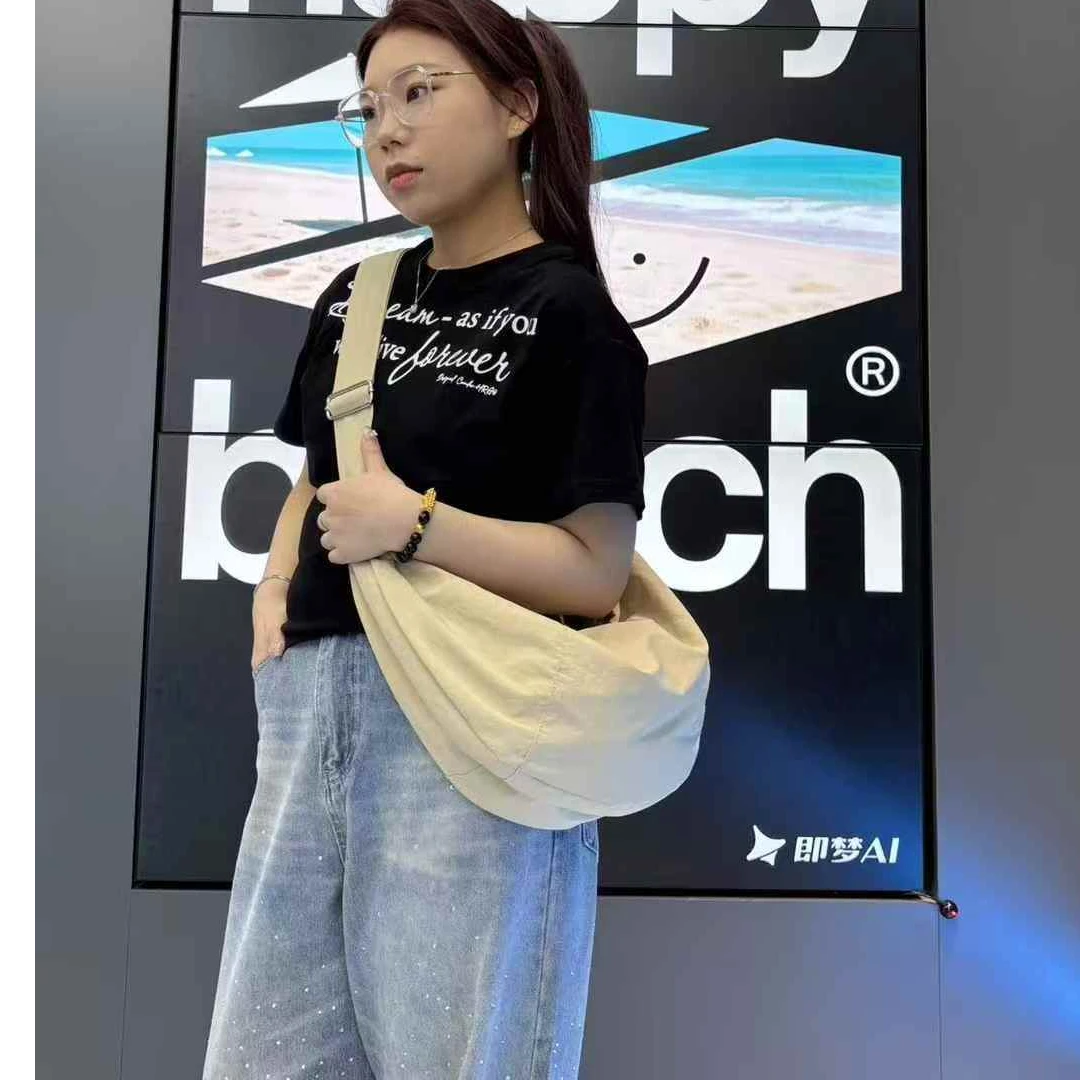 2025新款单肩包女韩版ins休闲大容量 文艺背包饺子慵懒风斜挎包潮