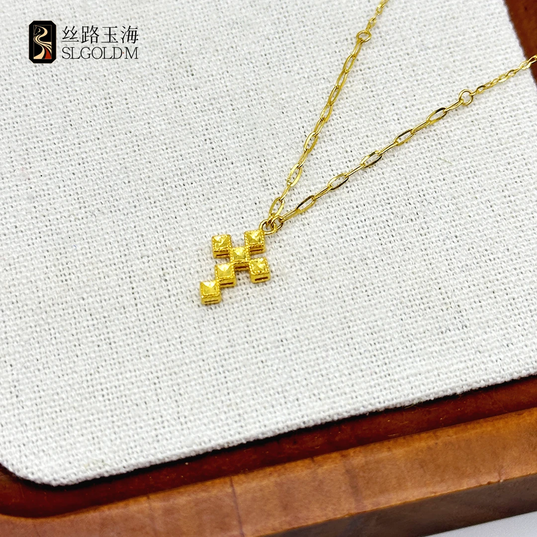 菱形十字架项链足金999经典时尚灵动精致设计感