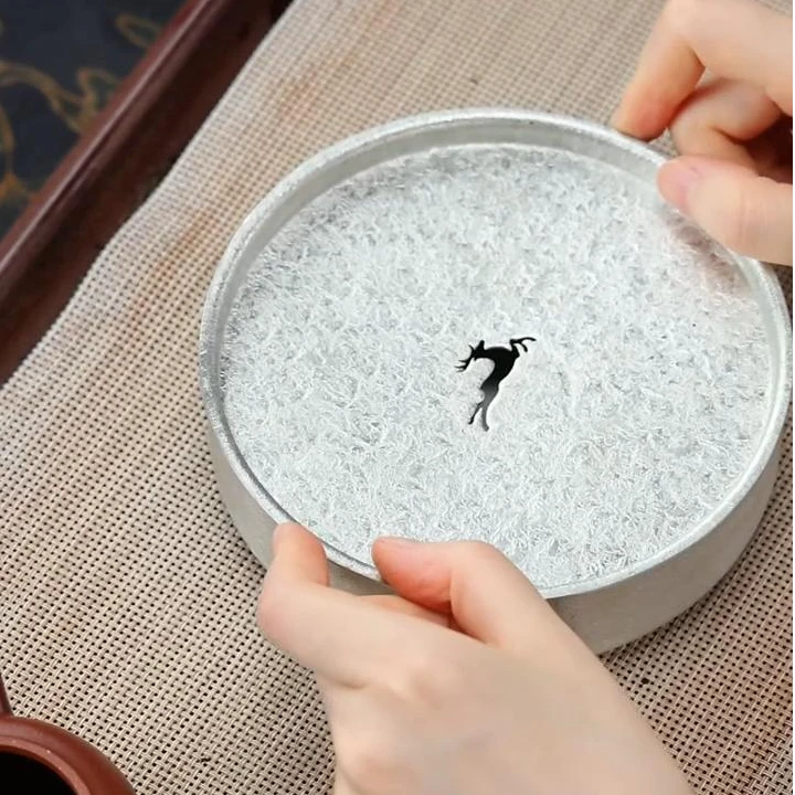 梵山暮云 纯锡小茶盘储水壶承 工夫干泡台