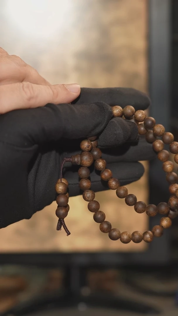 手串沉香海南绿奇楠8mm圆珠双圈手串