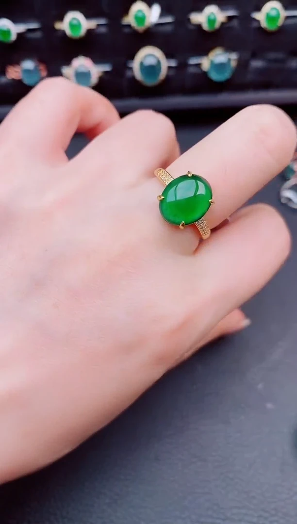 翡翠戒指银S925镶嵌天然a货翡翠44