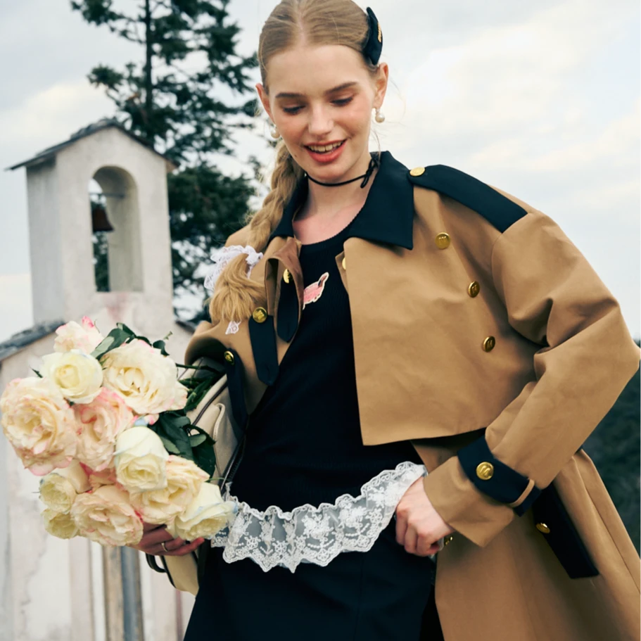 Aimme sparrow25SS棕色时尚风衣外套