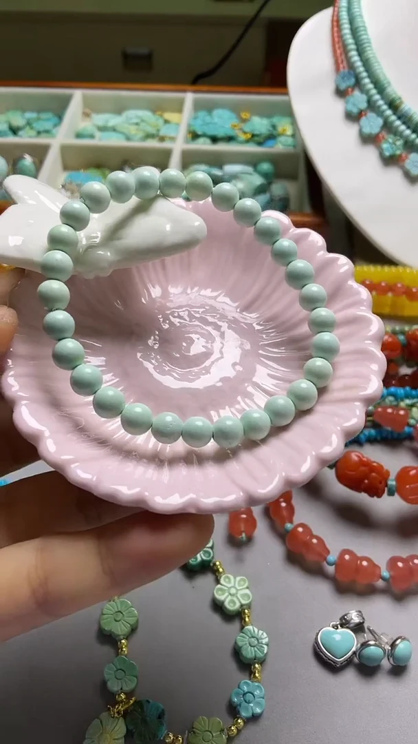 未镶嵌绿松石珠宝奇石6.7mm手串