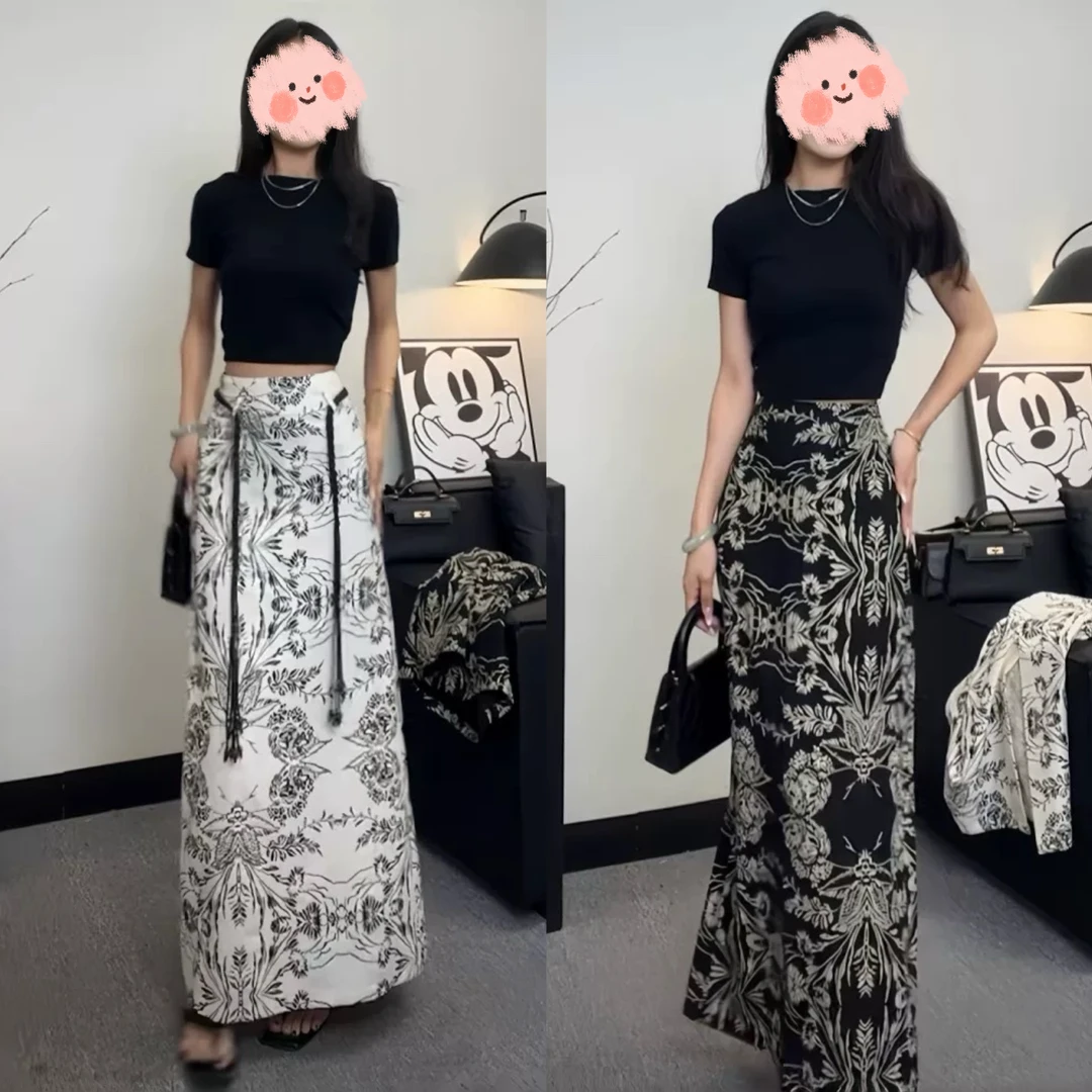 新中式高级感套装女2025夏季新款露背上衣+提花工艺半身裙两件套