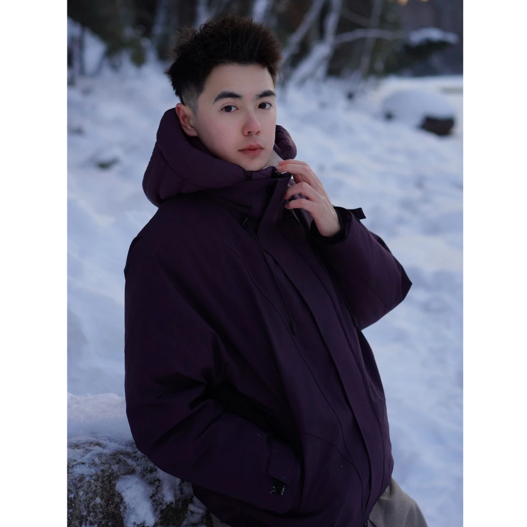 CityDay【楠哥】双生花 撞色廓形假两件连帽花苞羽绒服 8626