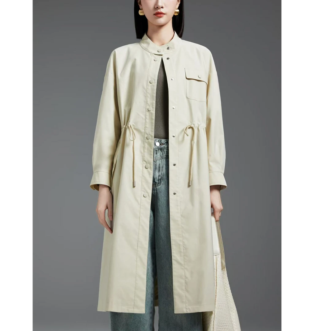 春季新款风衣 气质休闲百搭女士中长款经典韩版风衣E8016