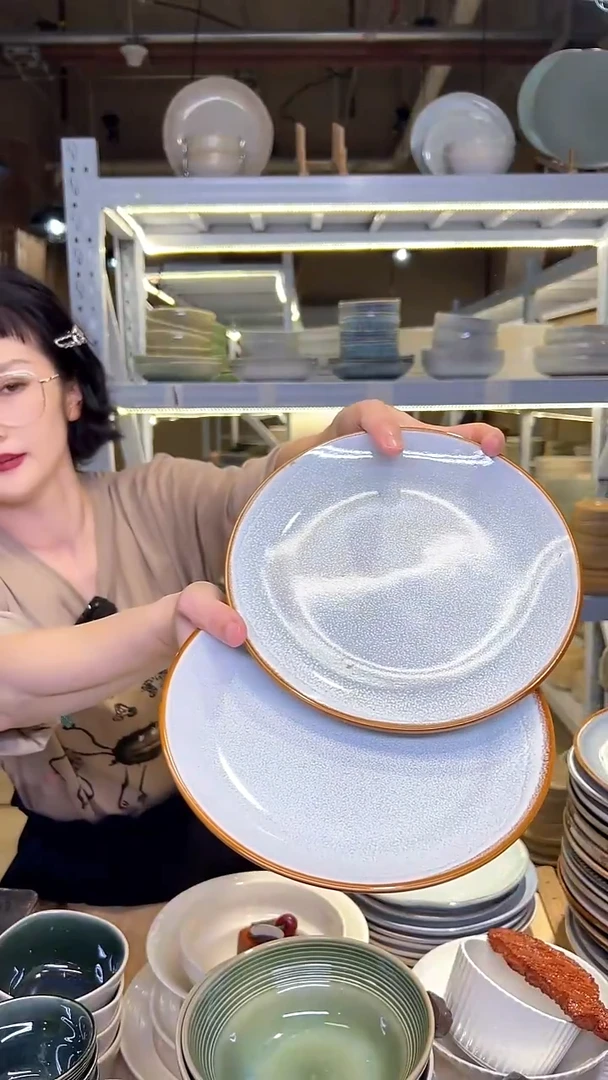 瓷36外贸尾货高温釉下彩陶瓷餐具默认微瑕