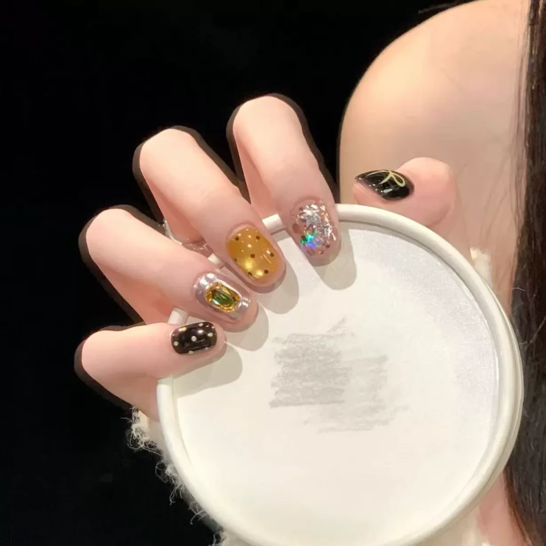 甜酷蝴蝶结美甲店手工穿戴甲-可重复佩戴-10片