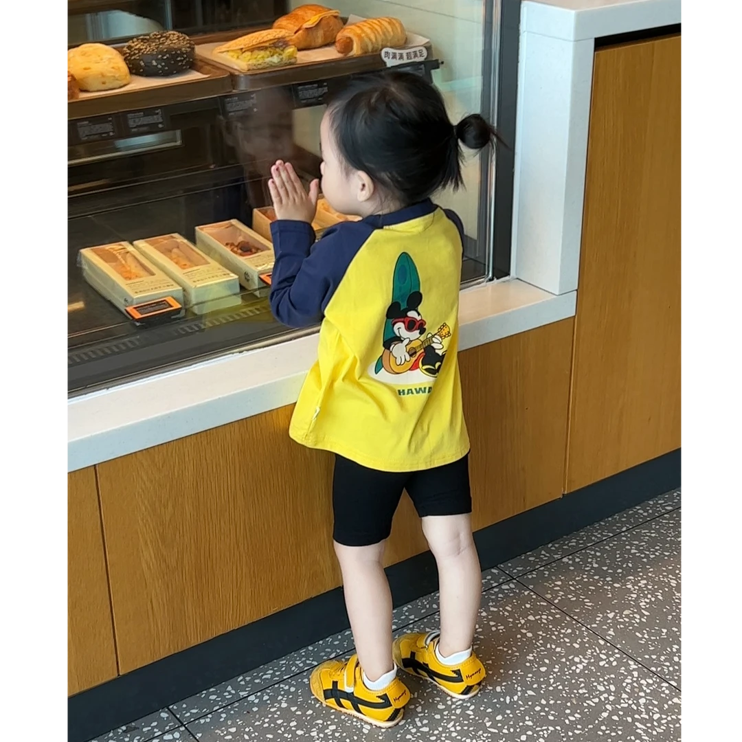 现货】壹妈韩版童装女童秋冬套装洋气儿童卡通米奇印花t恤长袖上衣