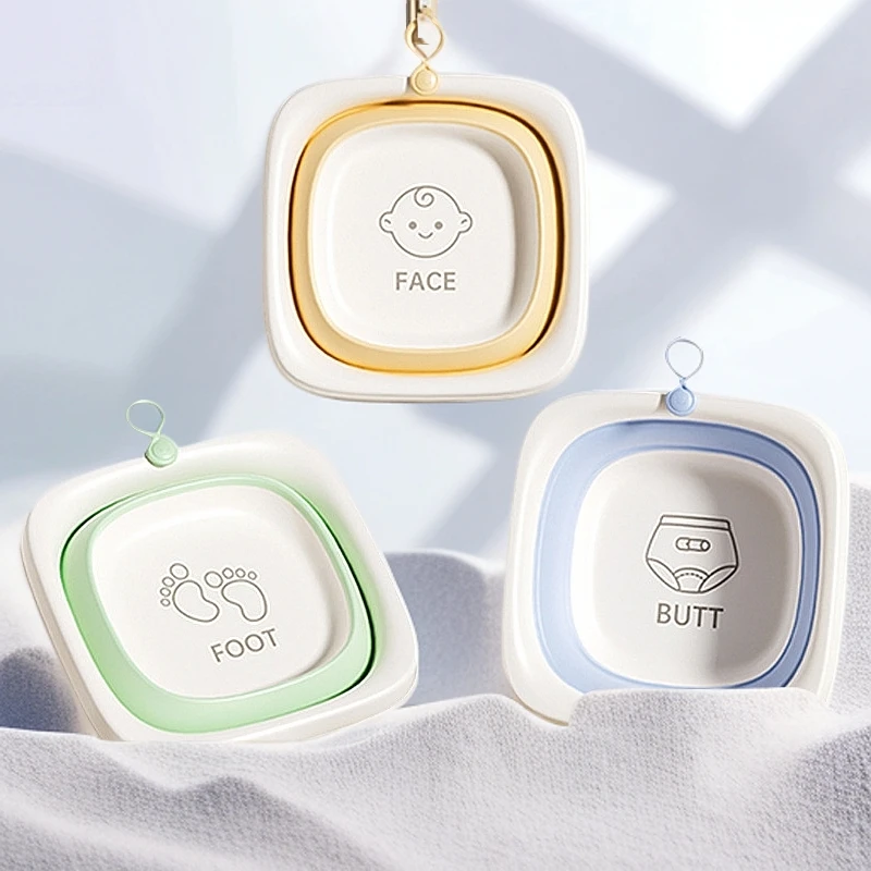 3个装儿童可折叠洗脸盆新生儿便携式面盆宝宝加厚塑料盆家用婴儿