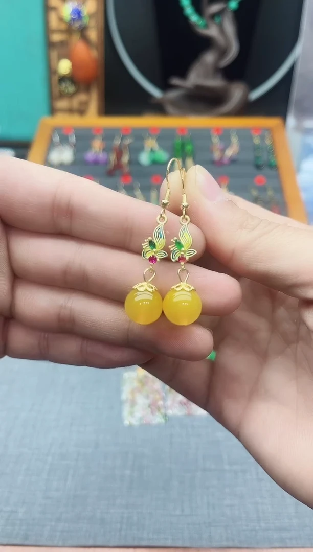 【闪购商品】玛瑙/玉髓耳钉银S925镶嵌318000