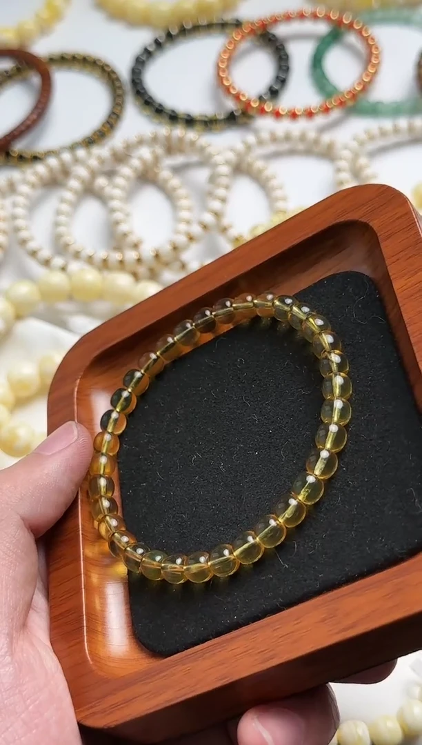 【闪购商品】蜜蜡裸石未镶嵌微瑕缅甸金蓝手串6.0mm