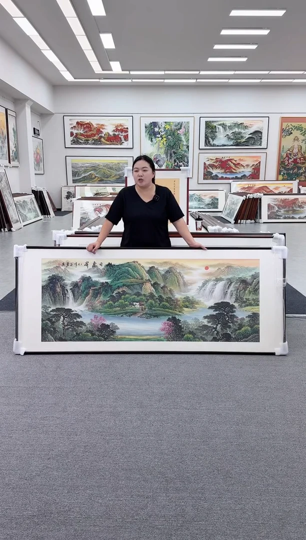 国画手绘  219*88  旭日东升
