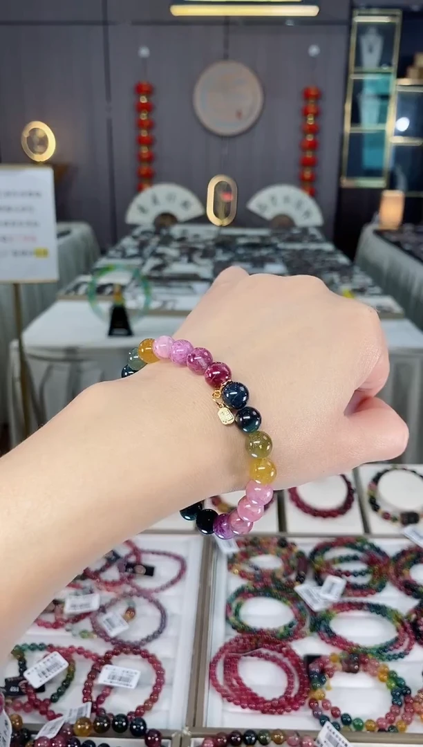 未镶嵌老矿碧玺彩虹单圈手串8mm+碧玺hon多样性发货一条