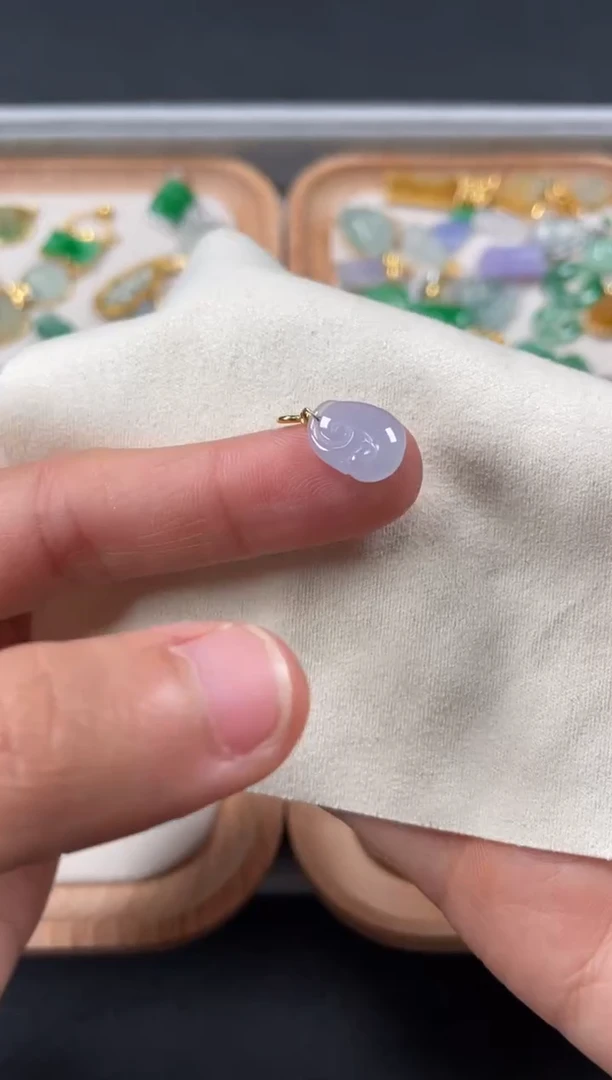 翡翠18K金镶嵌吊坠(不含链)一个  JK238