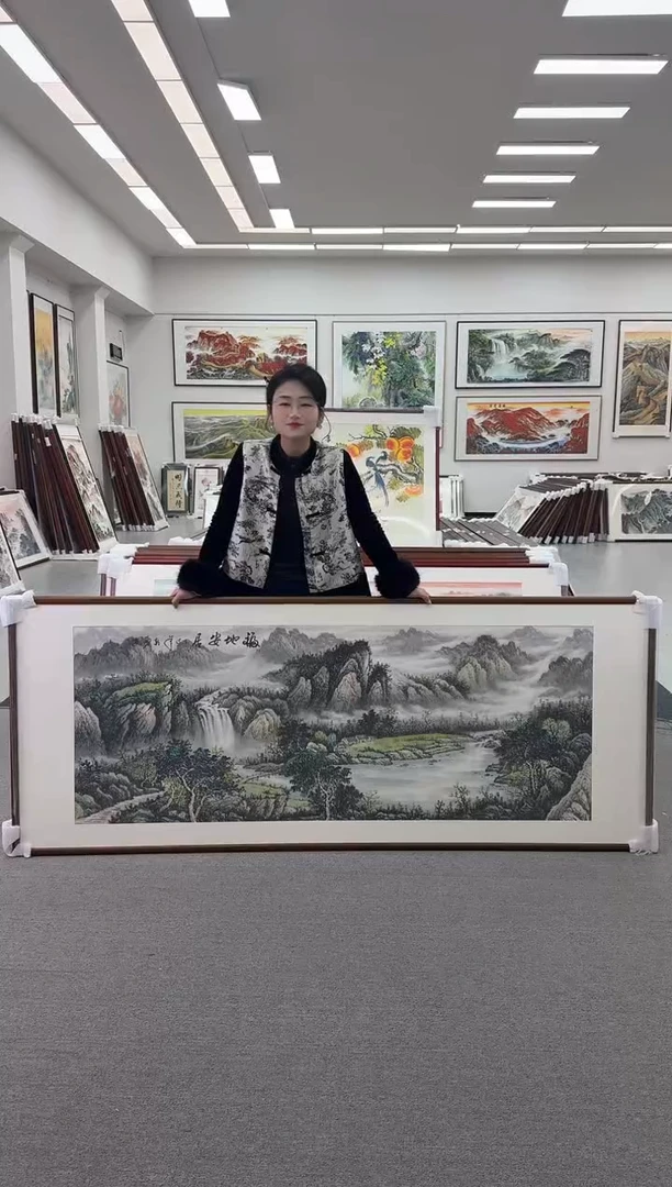 国画手绘  219*88  福地安居