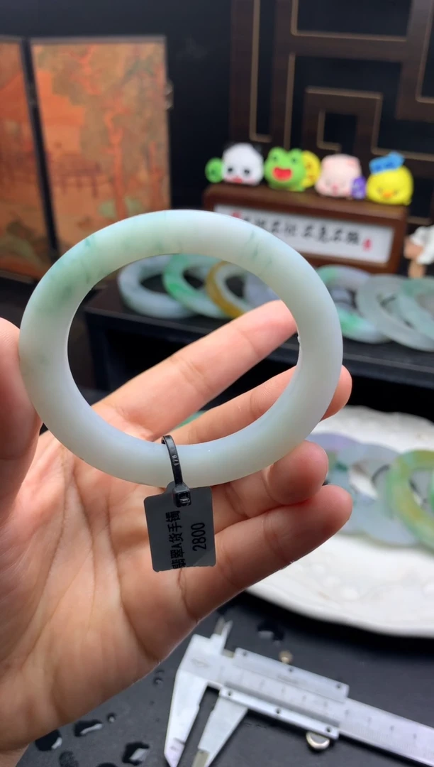 未镶嵌手镯定制定制翡翠胶胶润润飘花美美镯50-54贵妃-26号