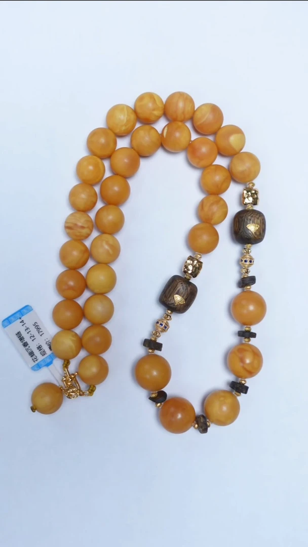 蜜蜡颈饰未镶嵌石膏花蜡沉香项链