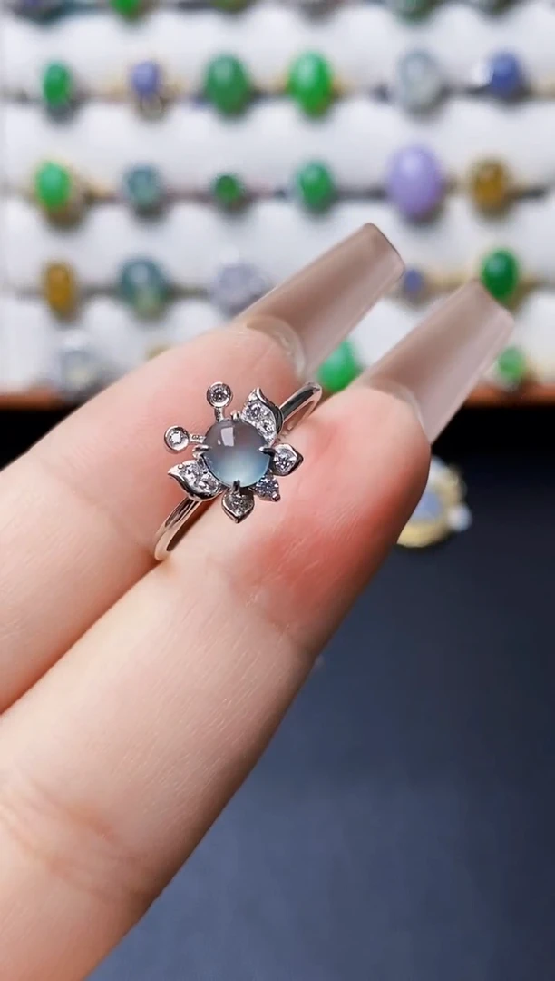 银S925镶嵌戒指翡翠3612