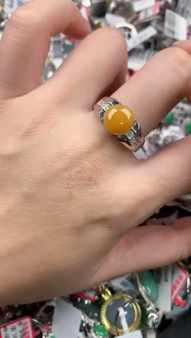 银S925镶嵌戒指翡翠6666----·7