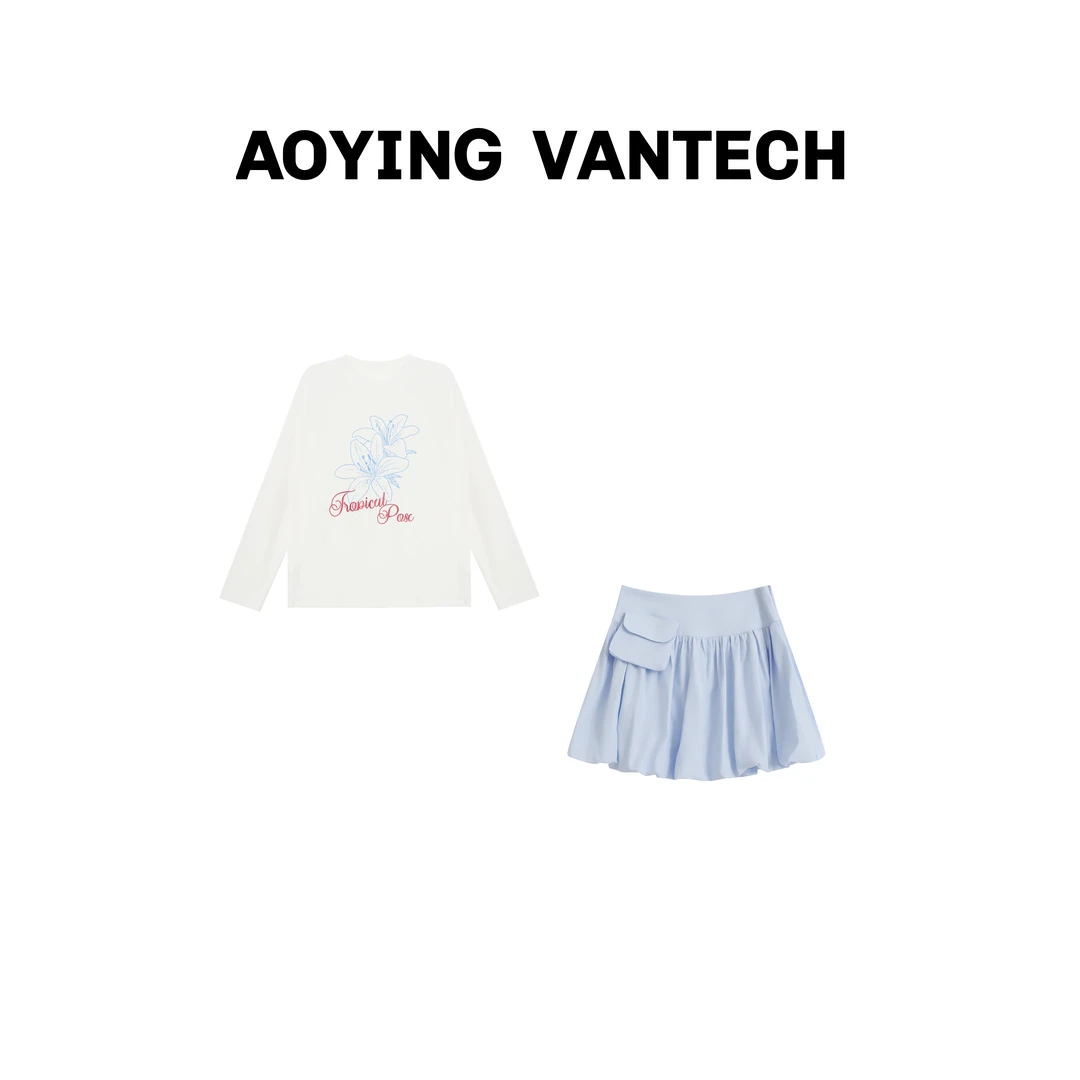 【清甜夏花】夏日铃兰慵懒上衣+花苞短裙套装AYWT888896+AYWT888898