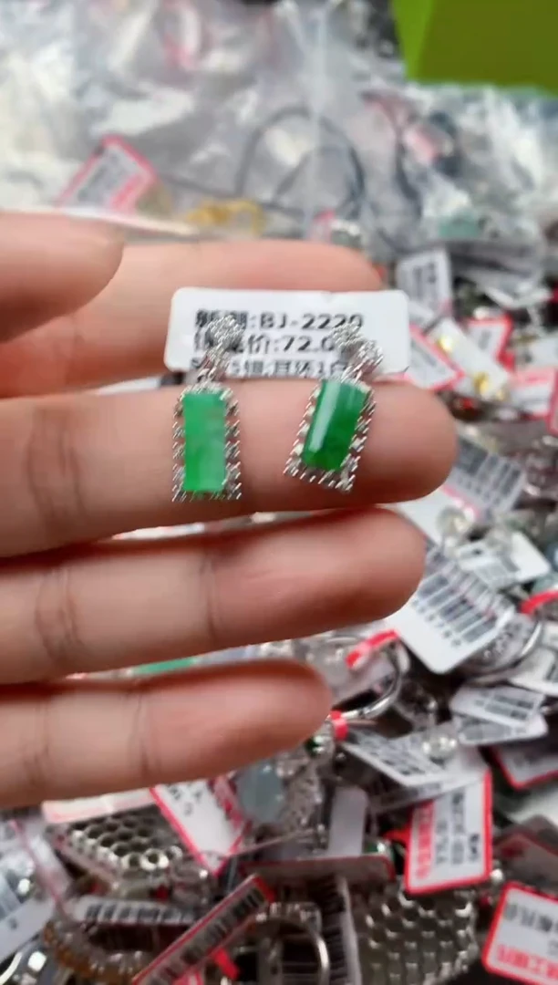 银S925镶嵌戒指翡翠天然A货缅甸翡翠