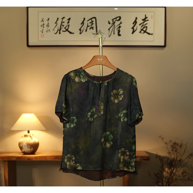 【生韵流裳-香云纱衬衫】中式国风香云纱衬衫0528