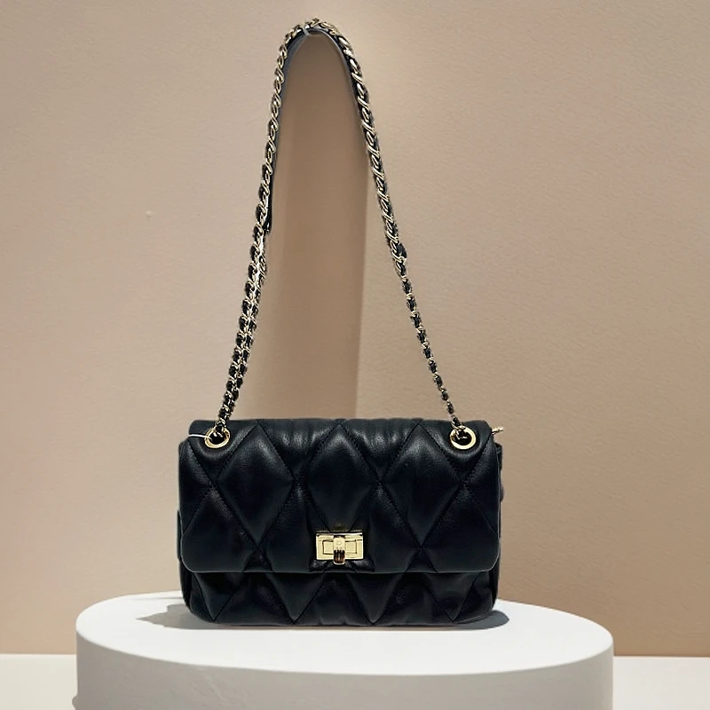 秋冬新款小香风菱格链条包流浪包轻奢品牌上档次真皮时尚百搭