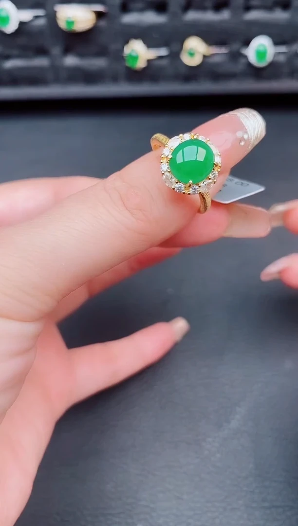 翡翠戒指银S925镶嵌天然a货翡翠110